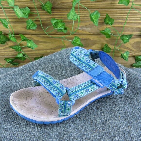 Teva Youth Girls Sandals Shoes Size 5 Medium Blue Synthetic Hook &‎ Loop - Picture 1 of 7